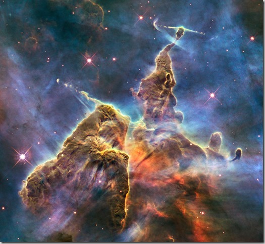 A pillar of gas and dust in the Carina Nebula.