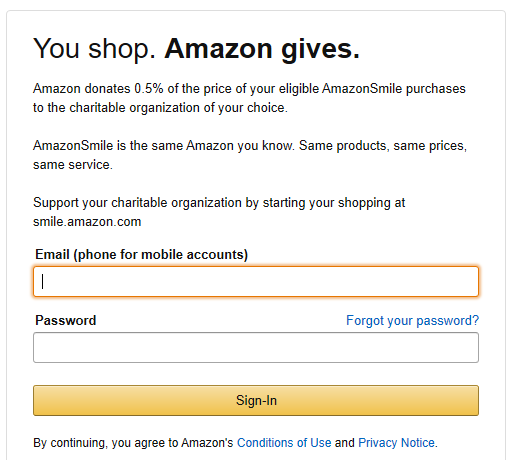 AmazonSmile Login