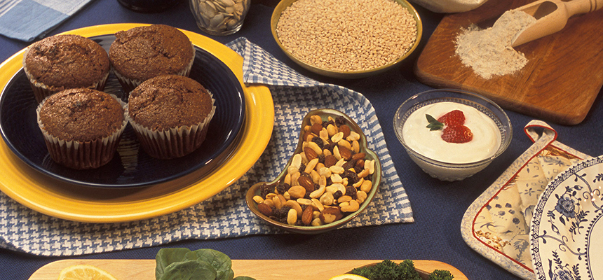 Food sources of magnesium: bran muffins, pumpkin seeds, barley, buckwheat flour, low-fat vanilla yogurt, trail mix, halibut steaks, garbanzo beans, lima beans, soybeans, and spinach