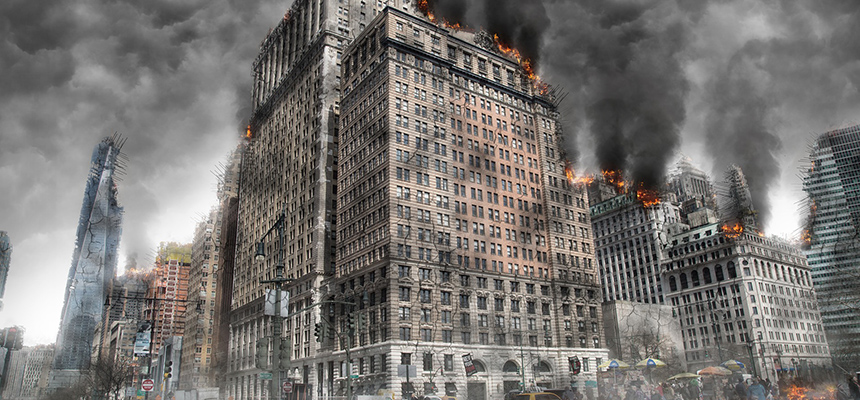 Burning building